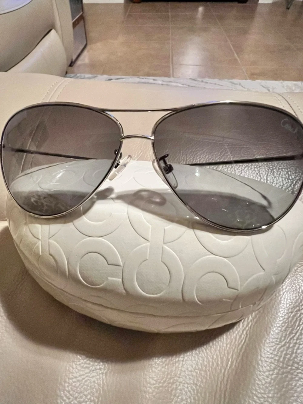 COACH Women's Aviator Sunglasses in Brown and Gold - Picture 2 of 7